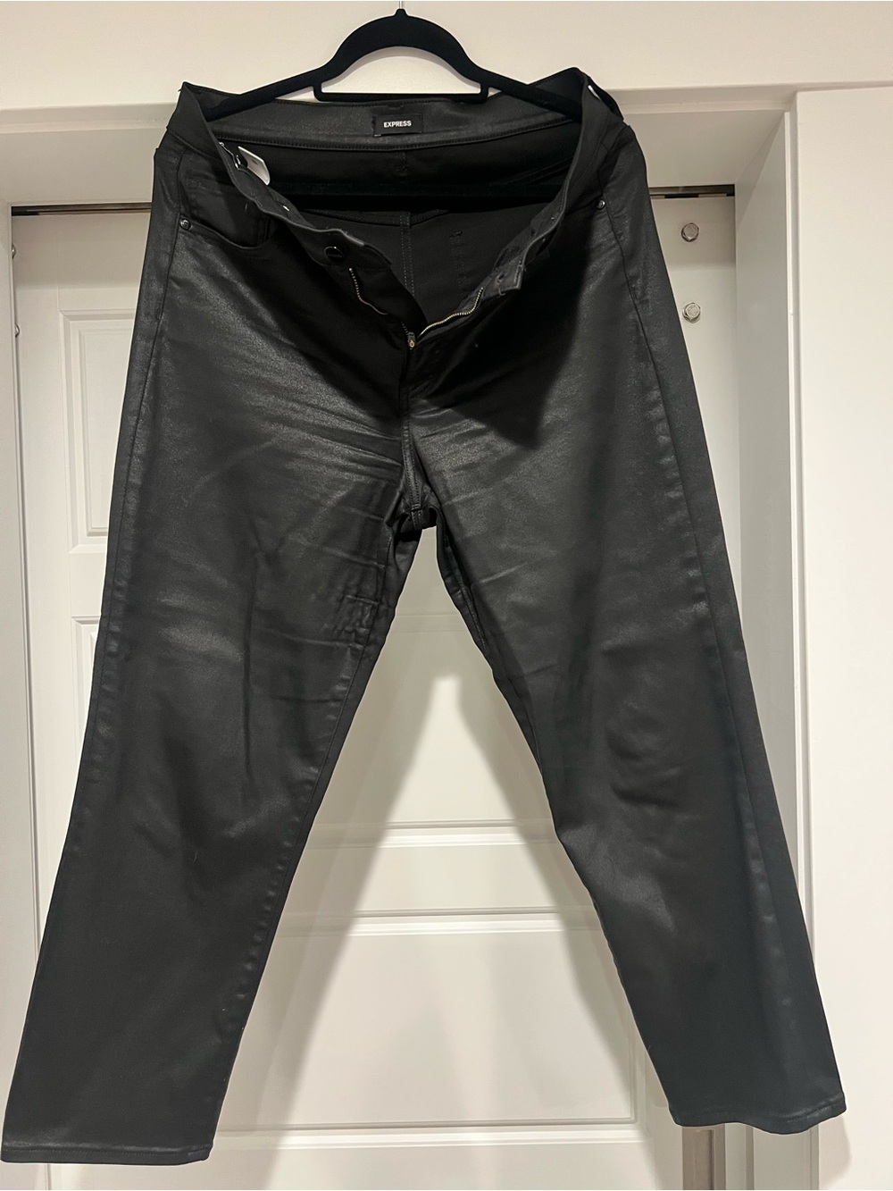 Express Black Coated Wide-Leg Jeans